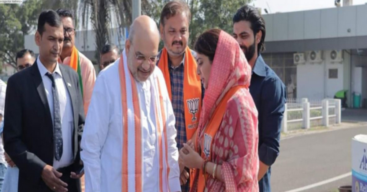 Amit Shah meets Rivaba Jadeja, Ravindra Jadeja in Jamnagar ahead of polls